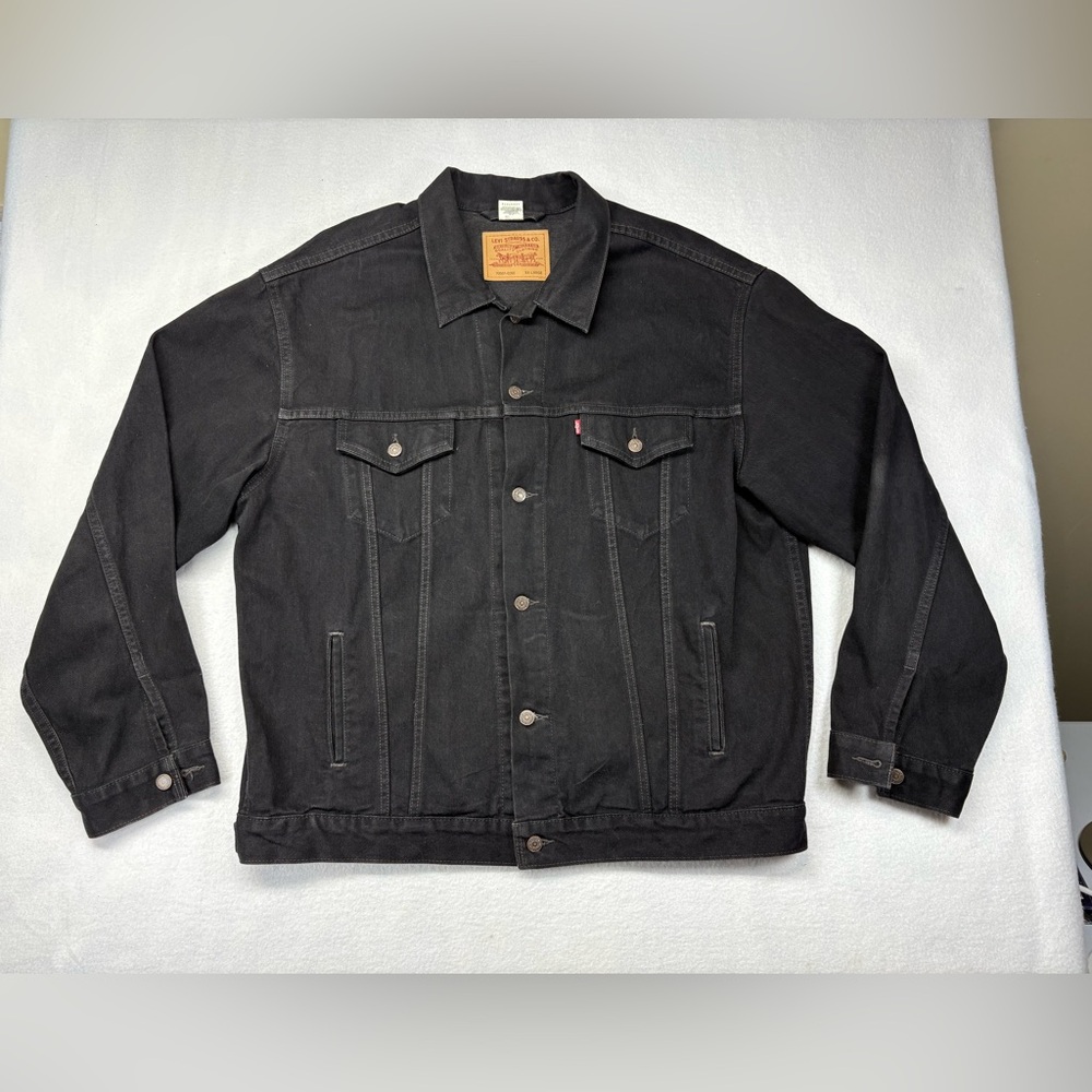 Vintage LEVI'S 70507 0260 black denim trucker jean jacket XXL tag y2k grunge